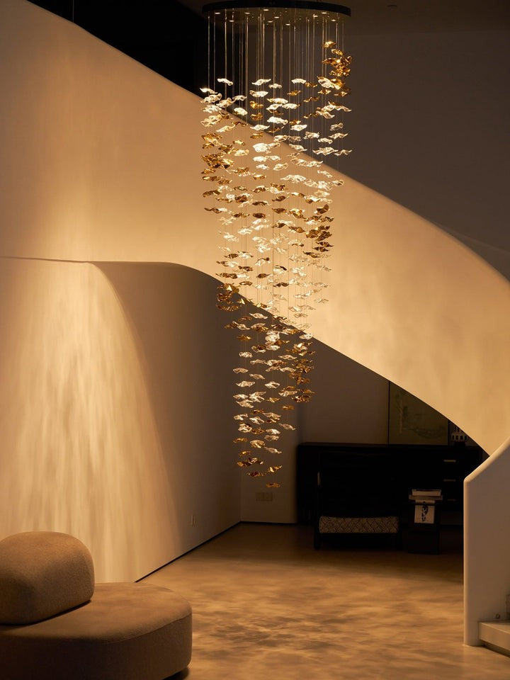 Sculptural Glass Wave Pendant Light