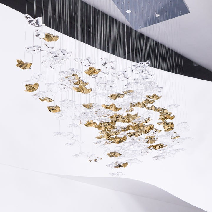 Sculptural Glass Wave Pendant Light