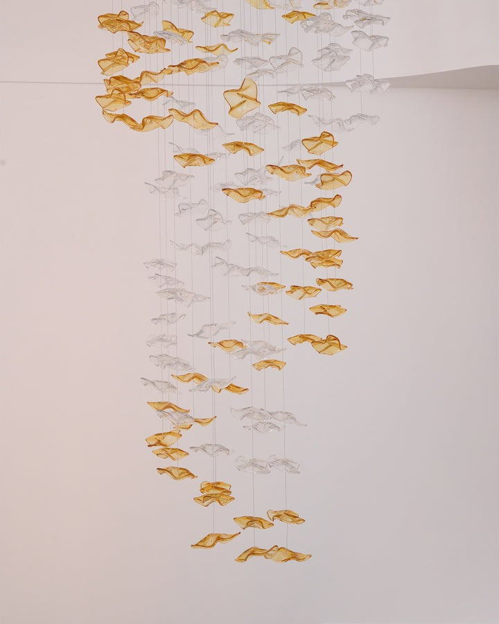 Sculptural Glass Wave Pendant Light