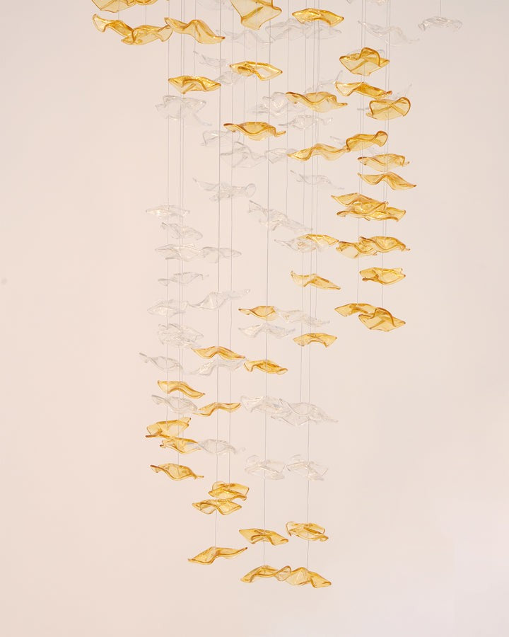 Sculptural Glass Wave Pendant Light