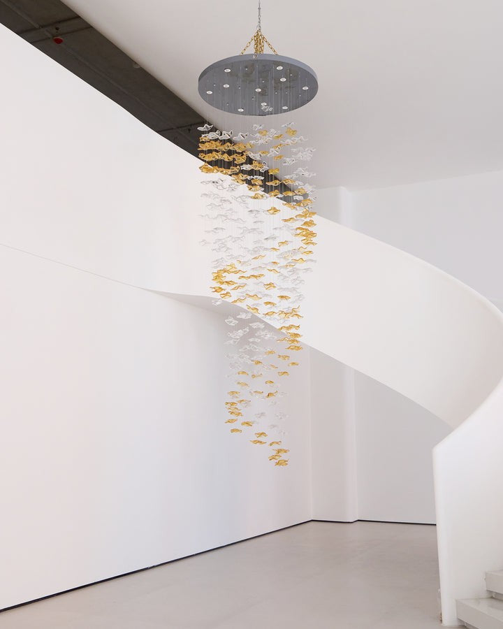 Sculptural Glass Wave Pendant Light