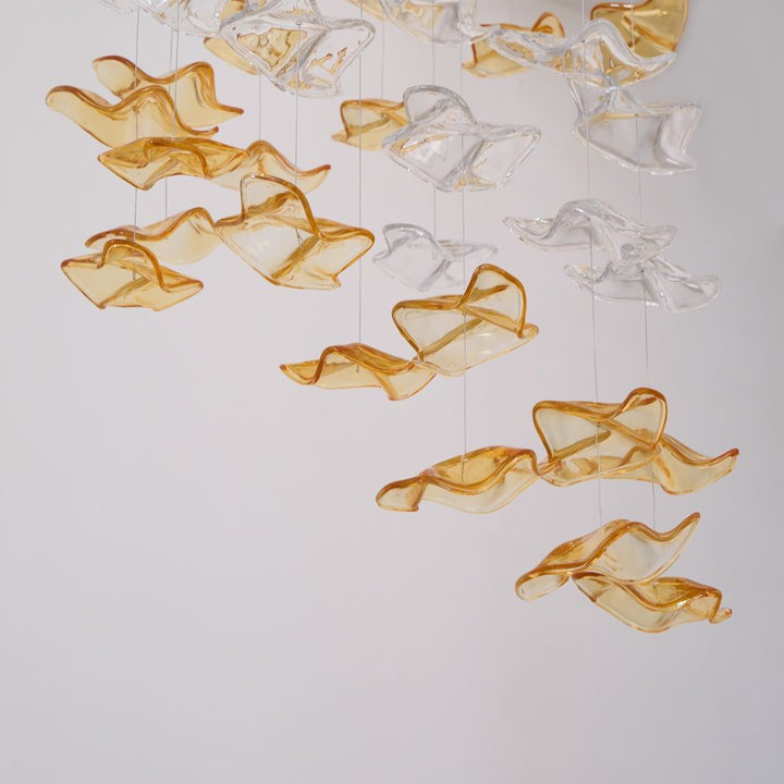 Sculptural Glass Wave Pendant Light