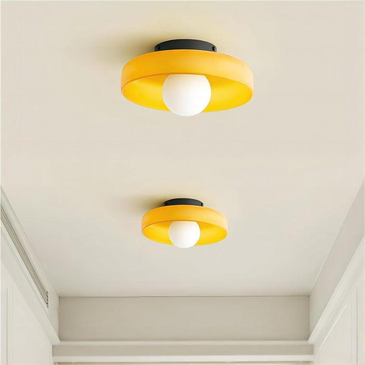 Sculptural LED Ceiling Light with Glass & Metal