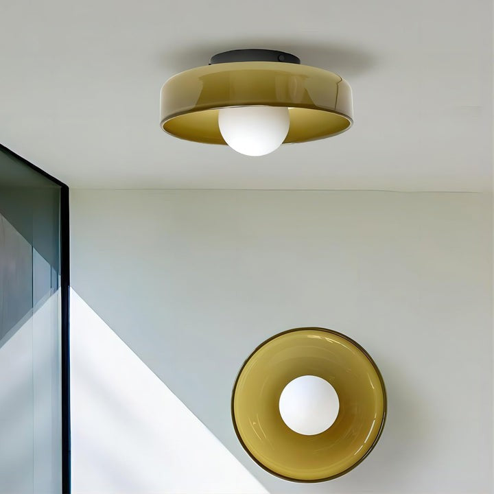 Sculptural LED Ceiling Light with Glass & Metal