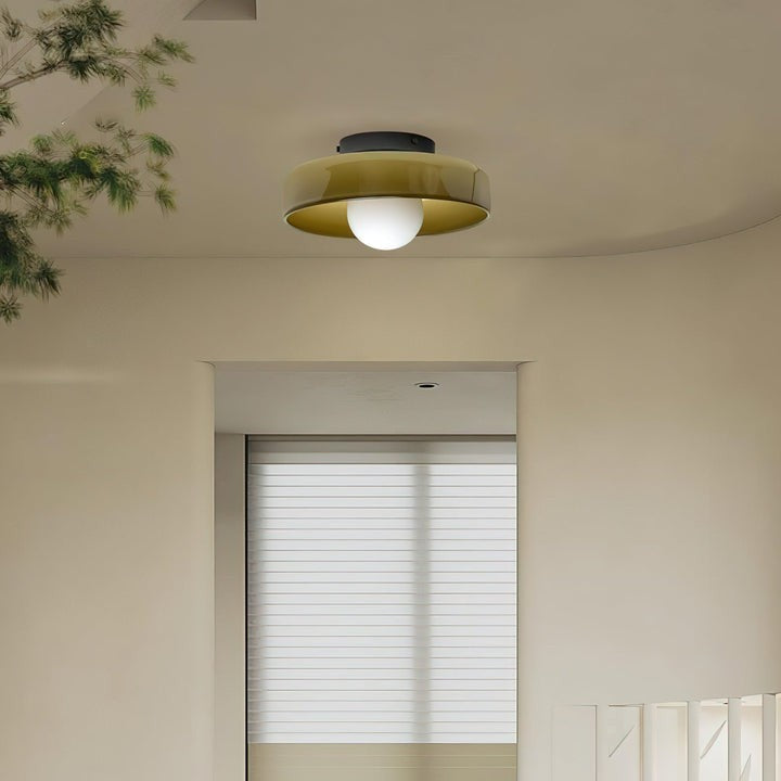 Sculptural LED Ceiling Light with Glass & Metal