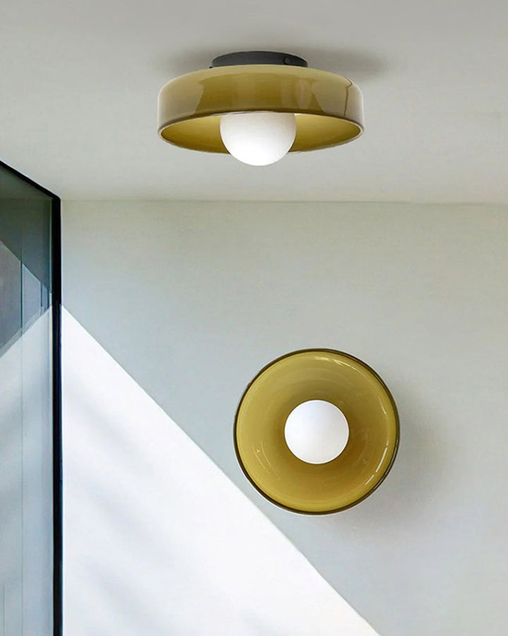 Sculptural LED Ceiling Light with Glass & Metal