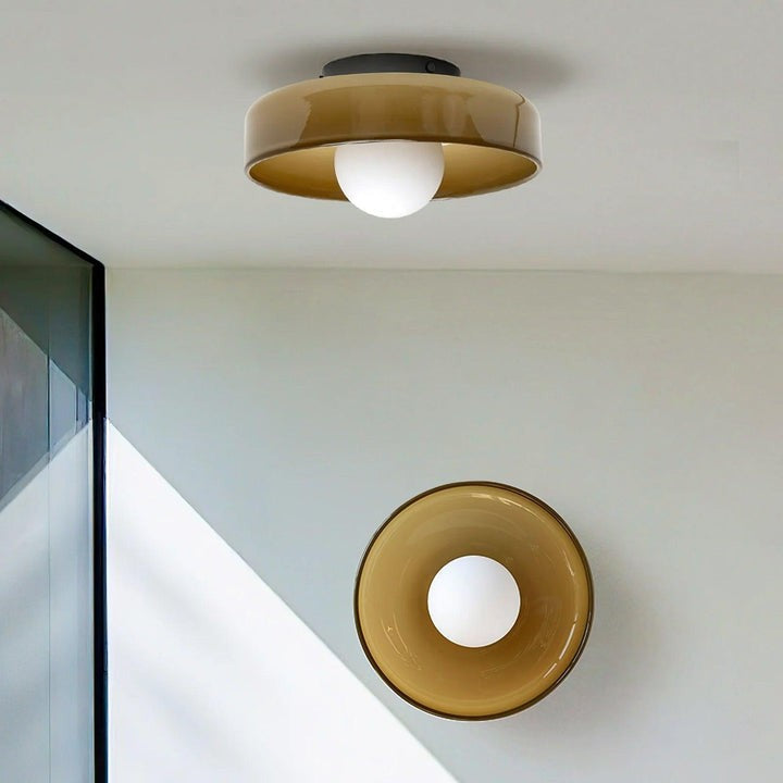 Sculptural LED Ceiling Light with Glass & Metal