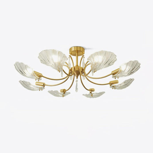 Shell-Inspired Brass Ceiling Light Fixture