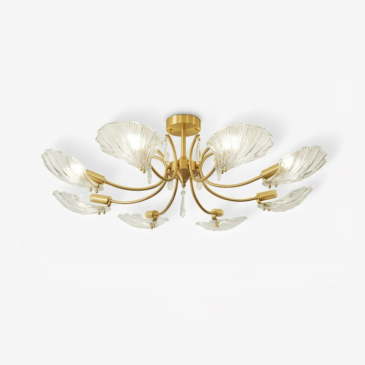Shell-Inspired Brass Ceiling Light Fixture