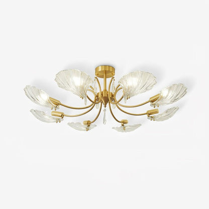 Shell-Inspired Brass Ceiling Light Fixture