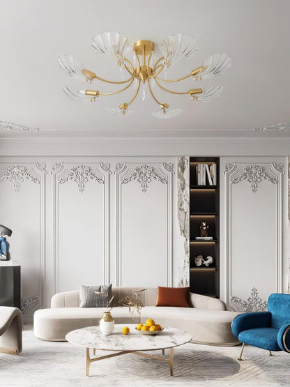 Shell-Inspired Brass Ceiling Light Fixture