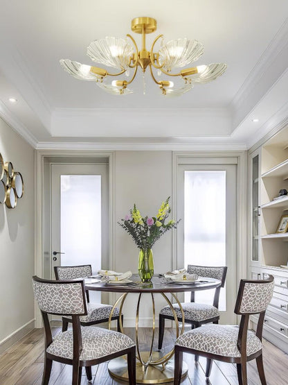 Shell-Inspired Brass Ceiling Light Fixture