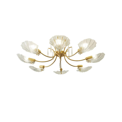 Shell-Inspired Brass Ceiling Light Fixture