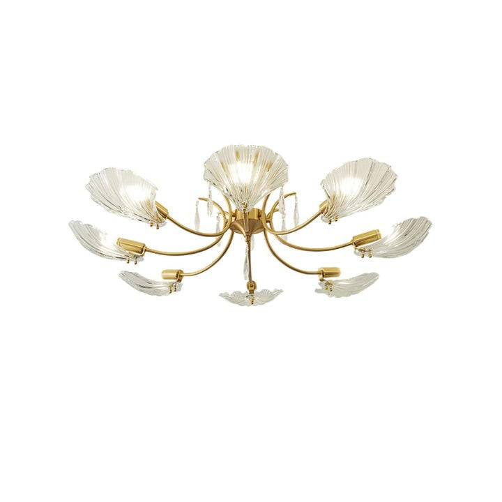 Shell-Inspired Brass Ceiling Light Fixture