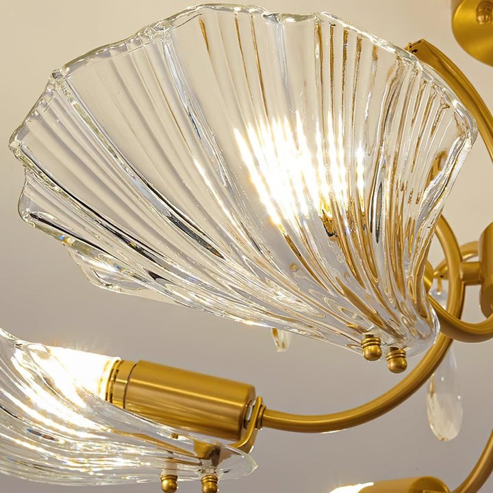 Shell-Inspired Brass Ceiling Light Fixture