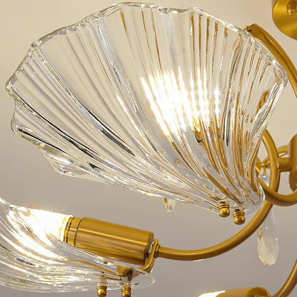 Shell-Inspired Brass Ceiling Light Fixture