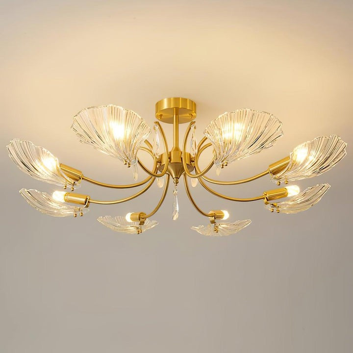 Shell-Inspired Brass Ceiling Light Fixture
