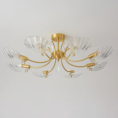 Shell-Inspired Brass Ceiling Light Fixture