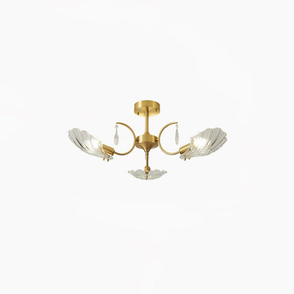 Shell-Inspired Brass Ceiling Light Fixture