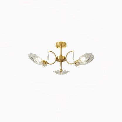 Shell-Inspired Brass Ceiling Light Fixture