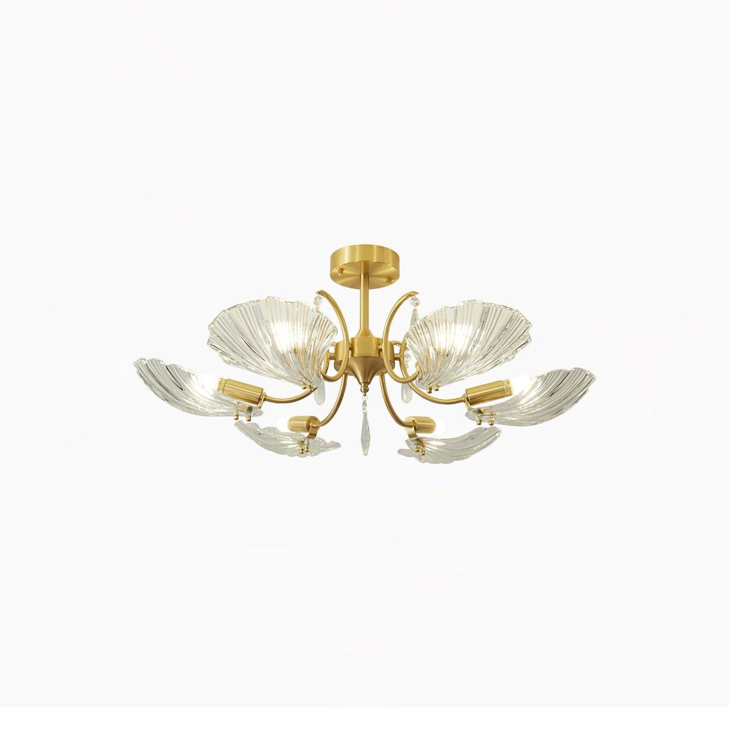 Shell-Inspired Brass Ceiling Light Fixture