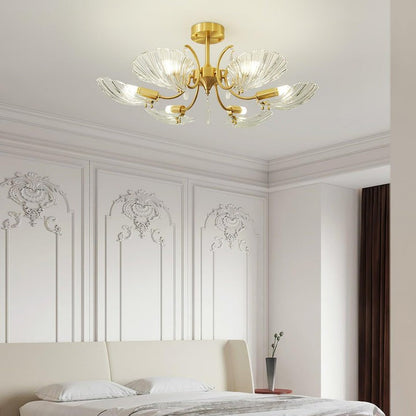 Shell-Inspired Brass Ceiling Light Fixture