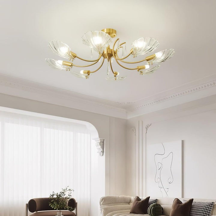 Shell-Inspired Brass Ceiling Light Fixture