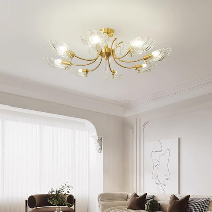 Shell-Inspired Brass Ceiling Light Fixture