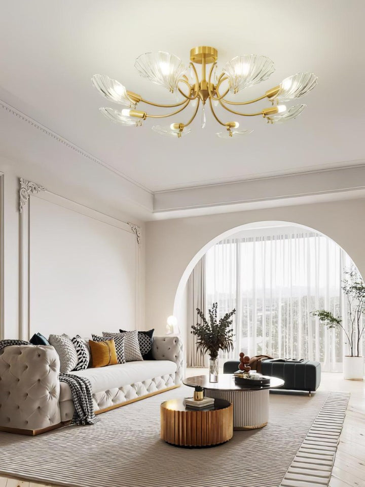 Shell-Inspired Brass Ceiling Light Fixture