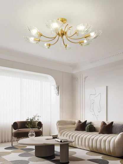 Shell-Inspired Brass Ceiling Light Fixture