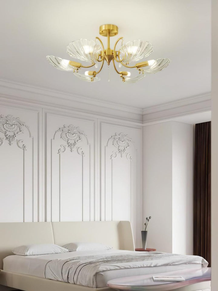 Shell-Inspired Brass Ceiling Light Fixture