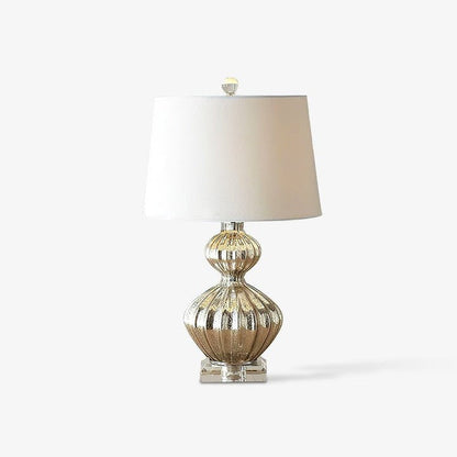 Silver Mercury Glass Table Lamp with Linen Drum Shade