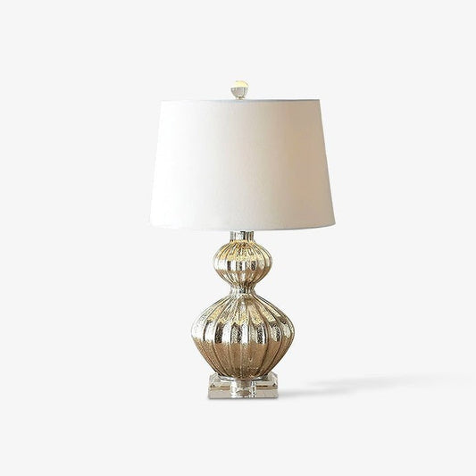 Silver Mercury Glass Table Lamp with Linen Drum Shade