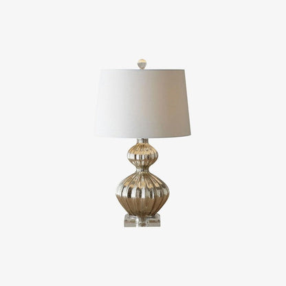 Silver Mercury Glass Table Lamp with Linen Drum Shade
