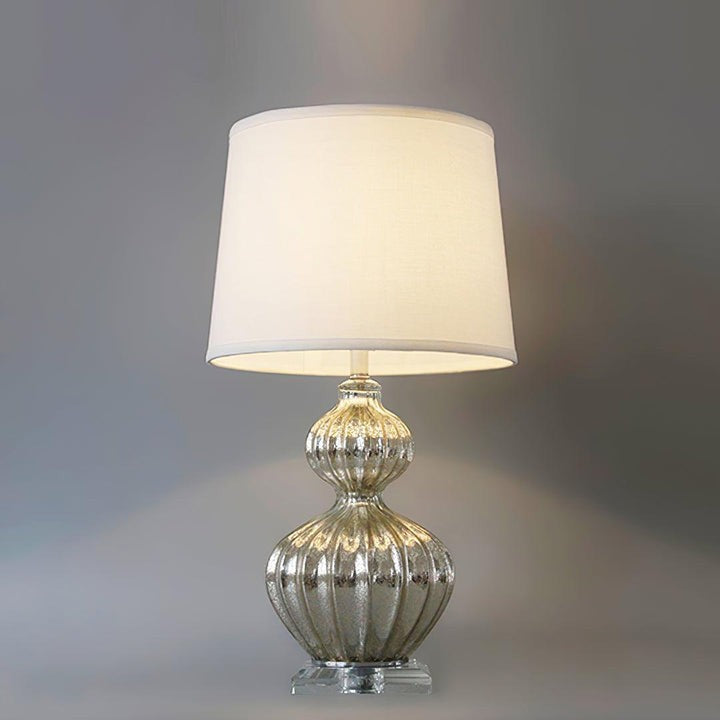 Silver Mercury Glass Table Lamp with Linen Drum Shade