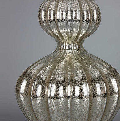 Silver Mercury Glass Table Lamp with Linen Drum Shade