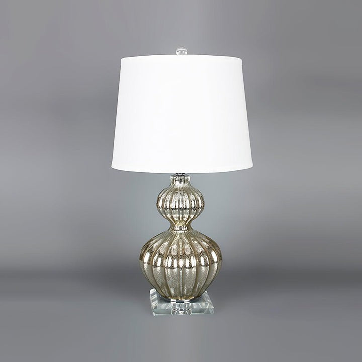 Silver Mercury Glass Table Lamp with Linen Drum Shade