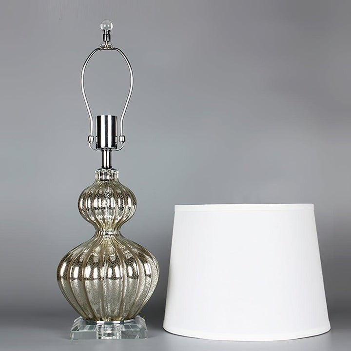 Silver Mercury Glass Table Lamp with Linen Drum Shade