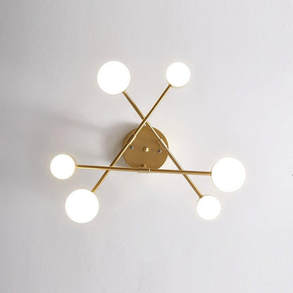 Sleek Gold Sputnik LED Flush Ceiling Light