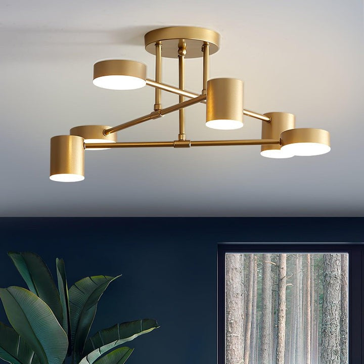 Sleek Gold Sputnik LED Flush Ceiling Light