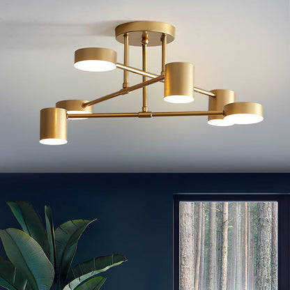 Sleek Gold Sputnik LED Flush Ceiling Light