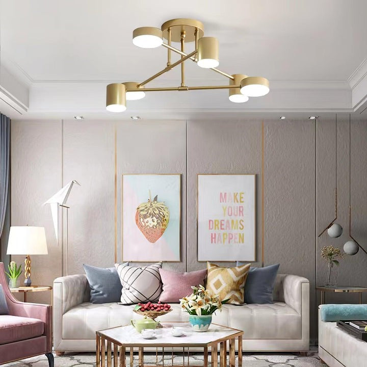 Sleek Gold Sputnik LED Flush Ceiling Light