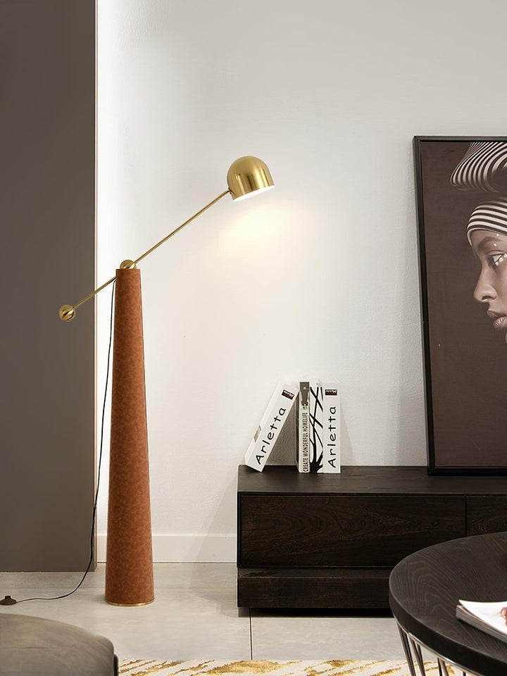 Sleek LED Floor Lamp with Leather Accents