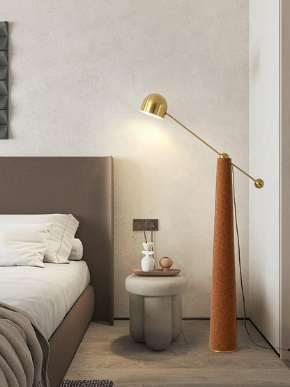 Sleek LED Floor Lamp with Leather Accents