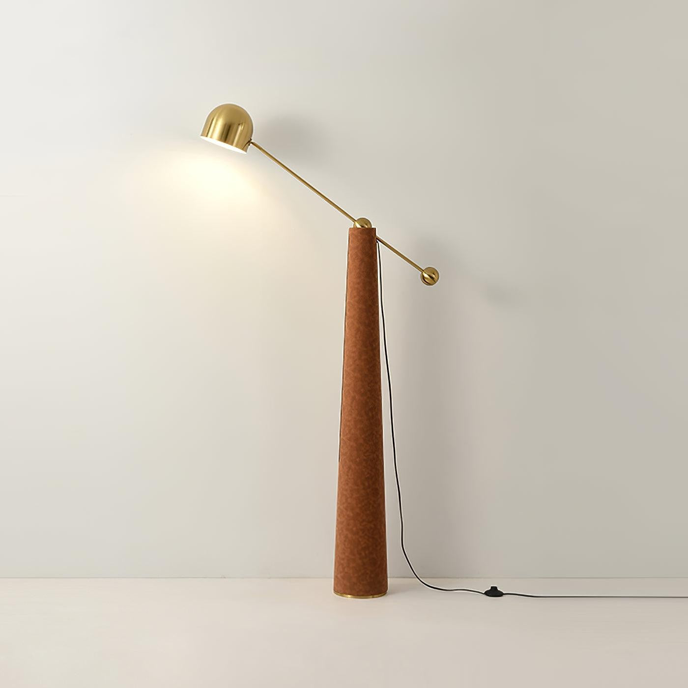Sleek LED Floor Lamp with Leather Accents