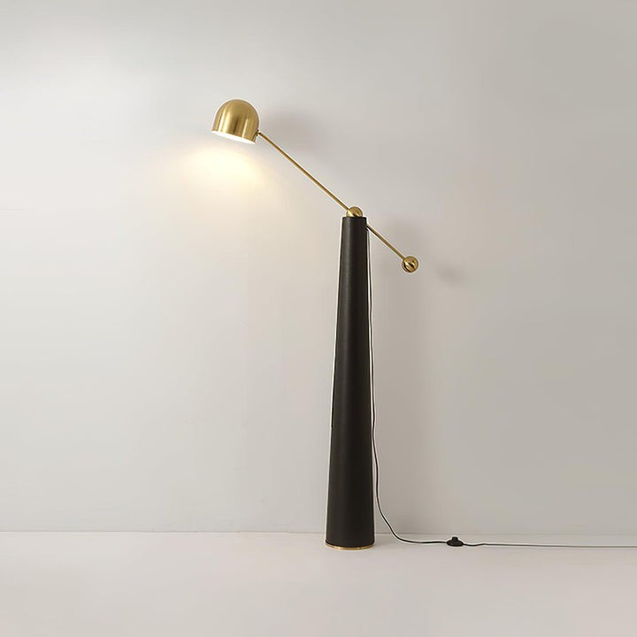 Sleek LED Floor Lamp with Leather Accents