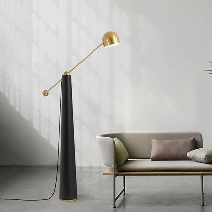 Sleek LED Floor Lamp with Leather Accents