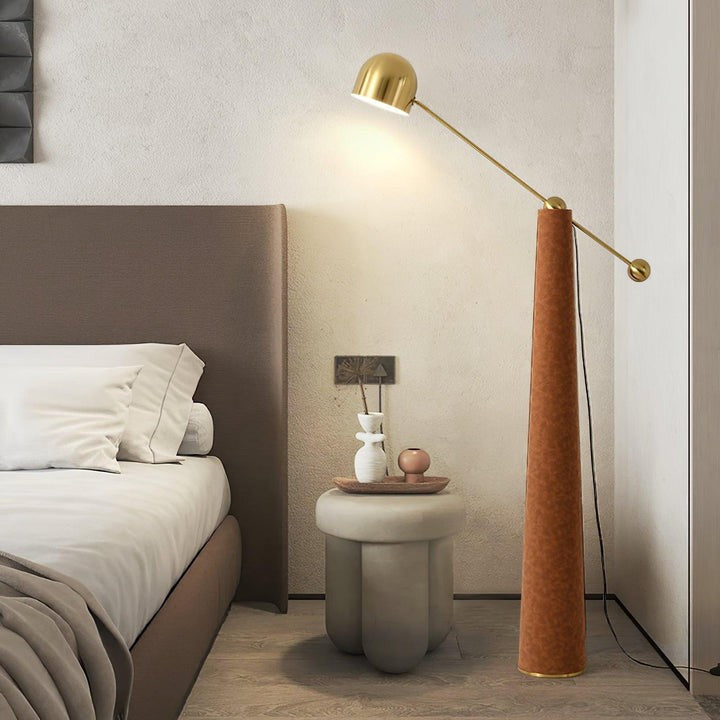 Sleek LED Floor Lamp with Leather Accents
