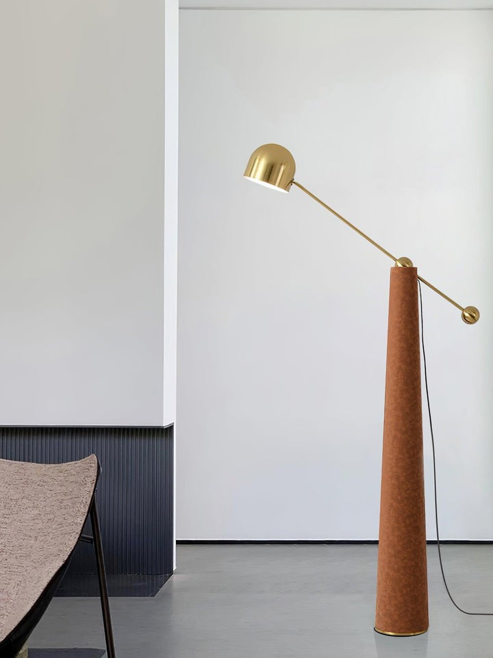Sleek LED Floor Lamp with Leather Accents