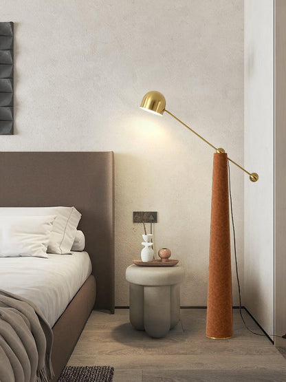 Sleek LED Floor Lamp with Leather Accents